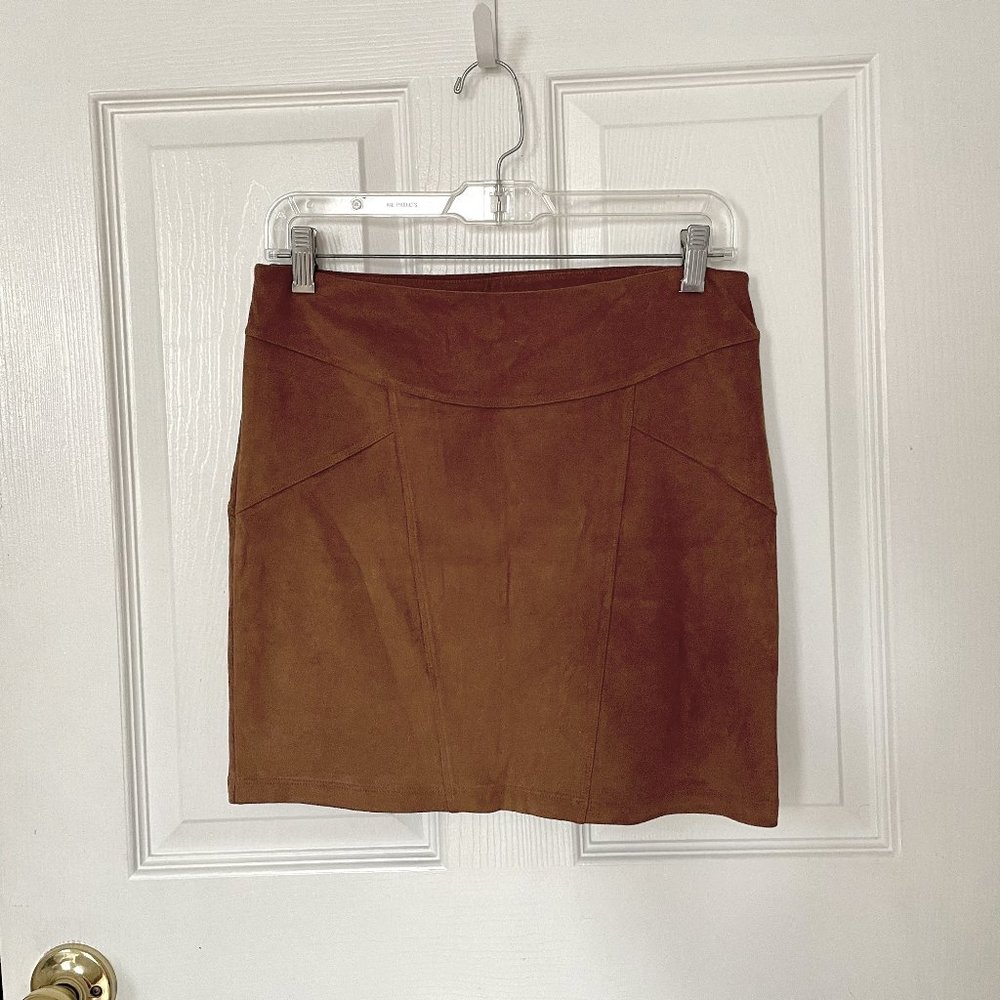 Express Faux Suede Mini Skirt (Size Small)